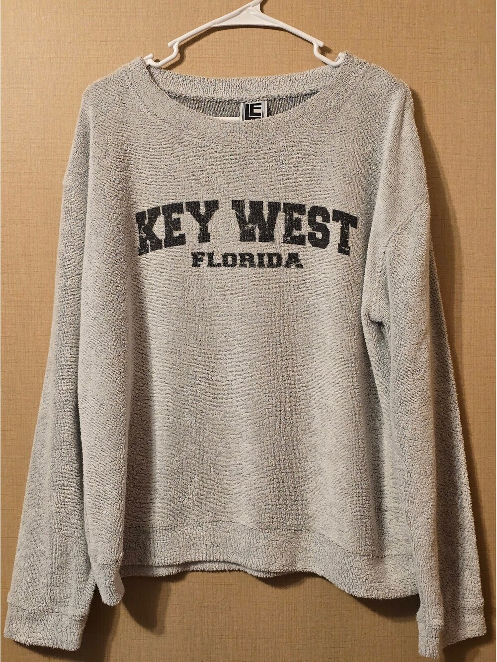 Key West Florida Terry Cloth Bouclé Sweatshirt Gray XL Liquid Energy Apparel